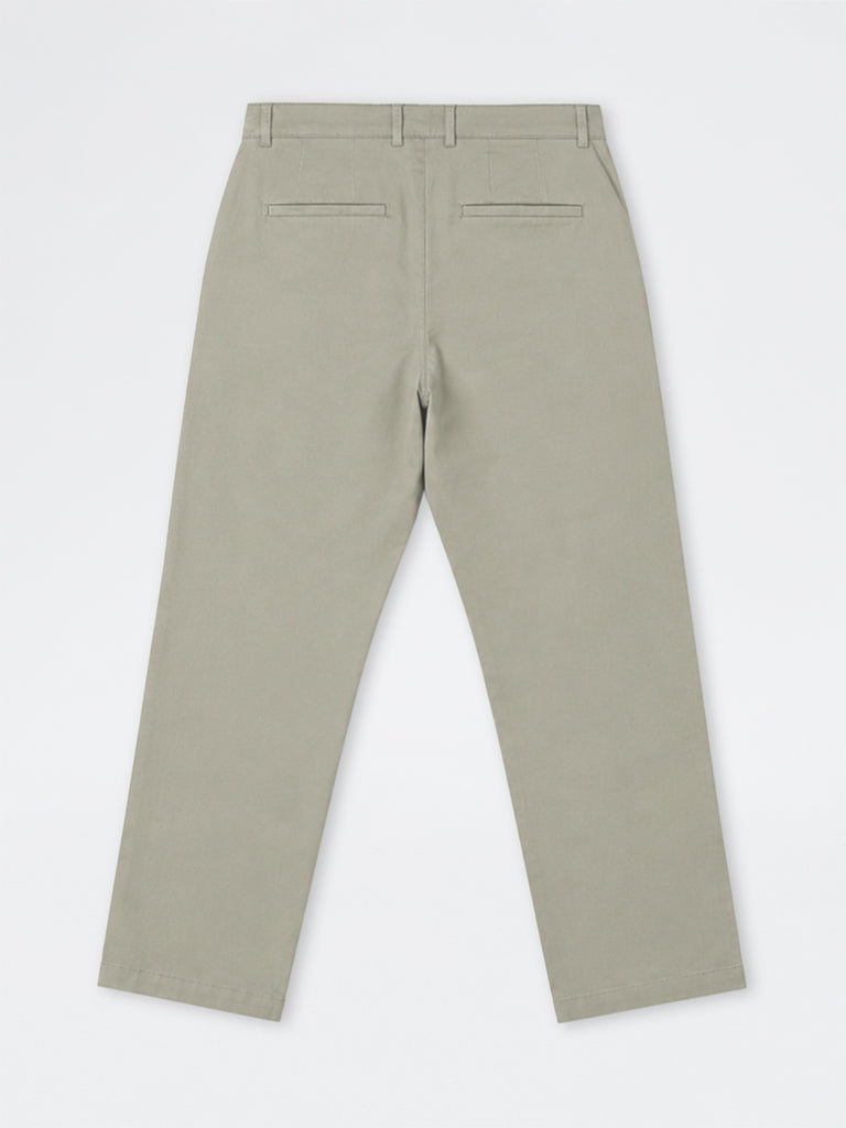 WES Casuals Olive Slim-Fit Mid-Rise Cotton-Blend Trousers