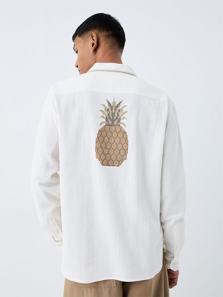 ETA Off-White Pineapple Embroidered Relaxed-Fit Cotton Shirt