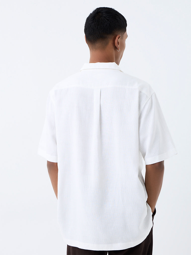 ETA White Landscape Printed Relaxed-Fit Shirt