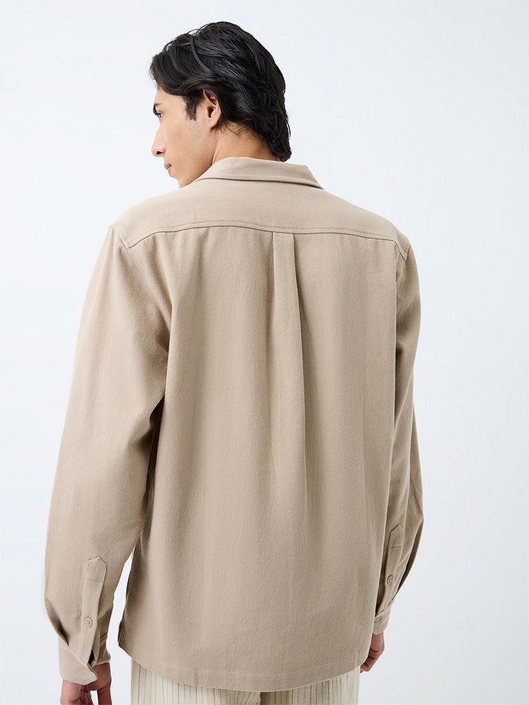 ETA Beige Scenic Embroidered Relaxed-Fit Cotton Shirt