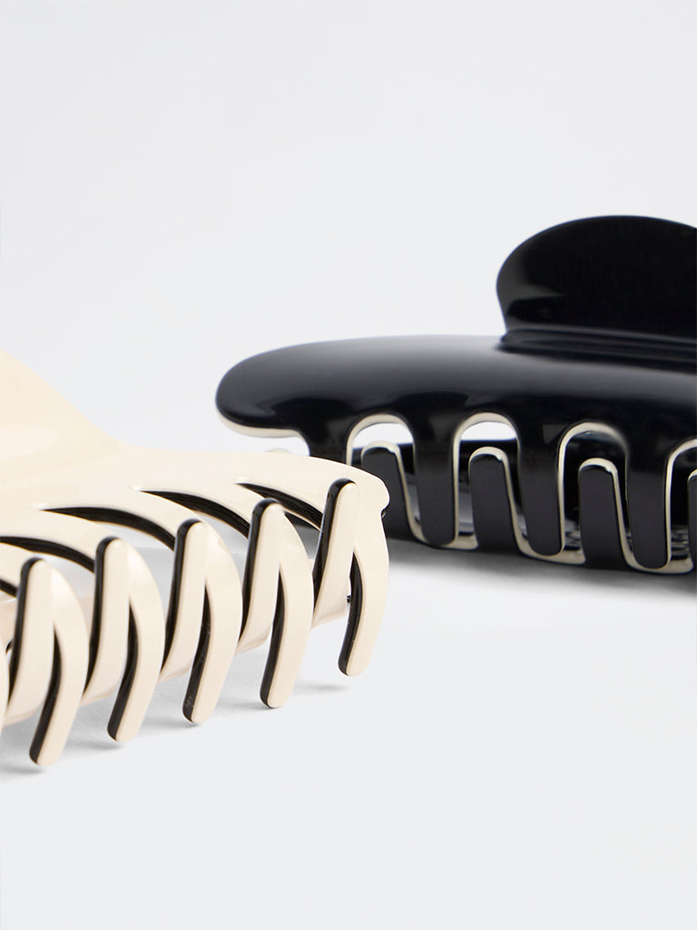 Westside Accessories Black and Ivory Claw Clips - Pack of 2