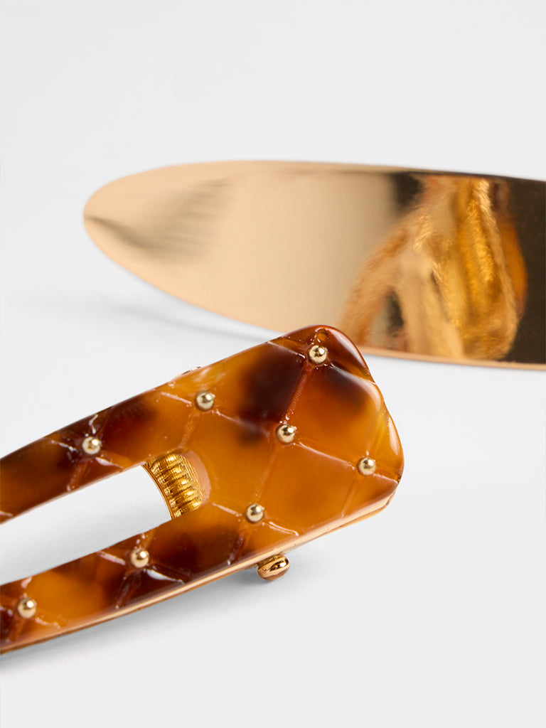 Westside Accessories Gold and Brown Hair Clips - Pack of 2