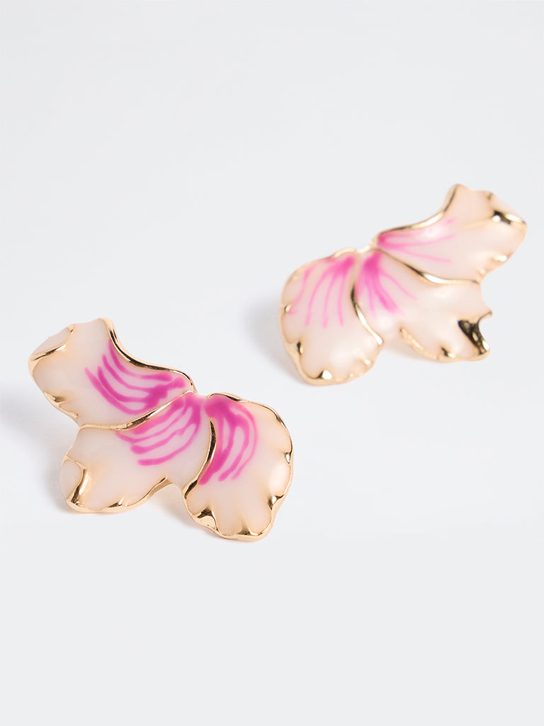 Westside Accessories Pink Floral Statement Stud Earrings