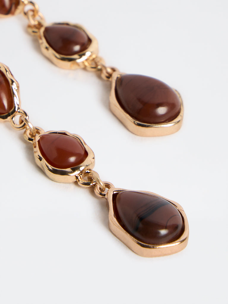 Westside Accessories Brown Statement Dangler Earrings