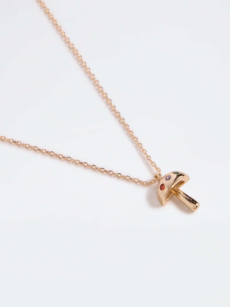 Westside Accessories Gold Mushroom Pendant Chain Necklace