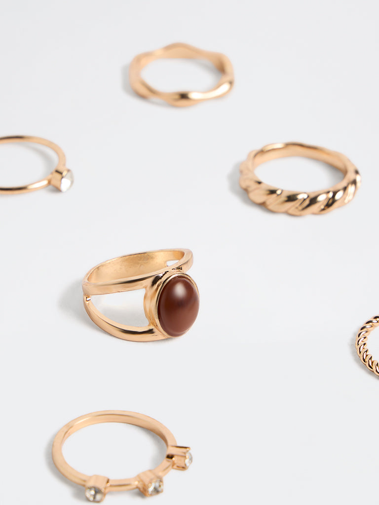 Westside Accessories Gold Multi-Stack Rings - Pack of 6