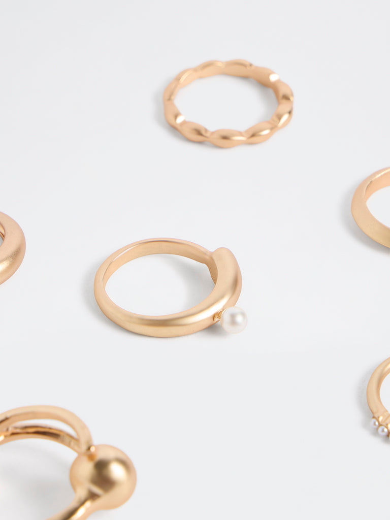 Westside Accessories Gold Multi-Stack Rings - Pack of 6