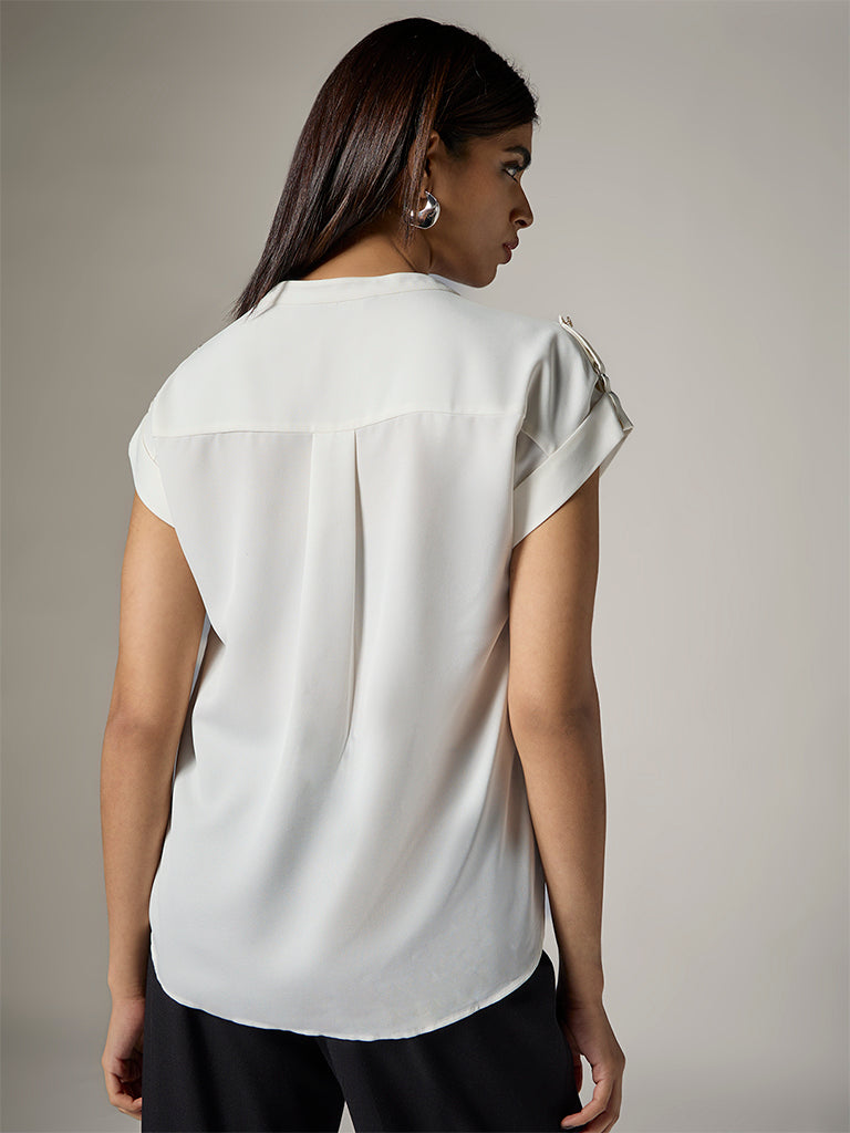 Wardrobe Solid Ivory Blouse