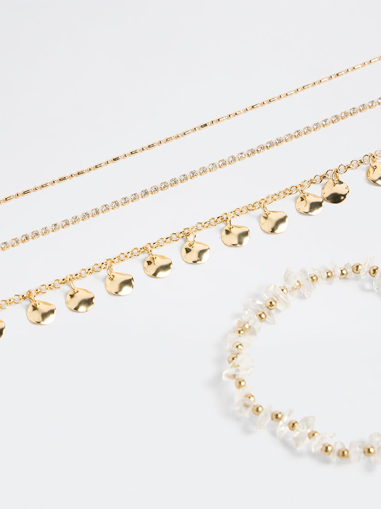 Westside Accessories Gold Multi-Design Bracelets - Pack of 4