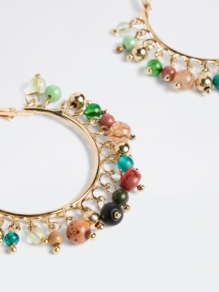 Westside Accessories Gold Beaded Hoop Earrings