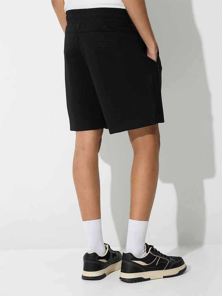 Nuoflexx Black Relaxed-Fit Mid-Rise Shorts