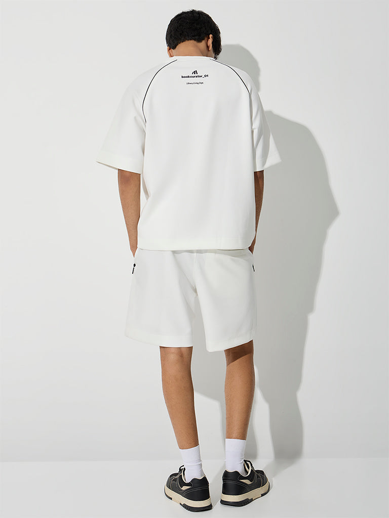 Nuoflexx White Relaxed-Fit Mid-Rise Shorts