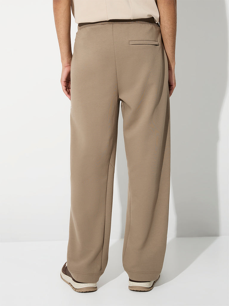 Nuoflexx Taupe Relaxed-Fit Mid-Rise Track Pants