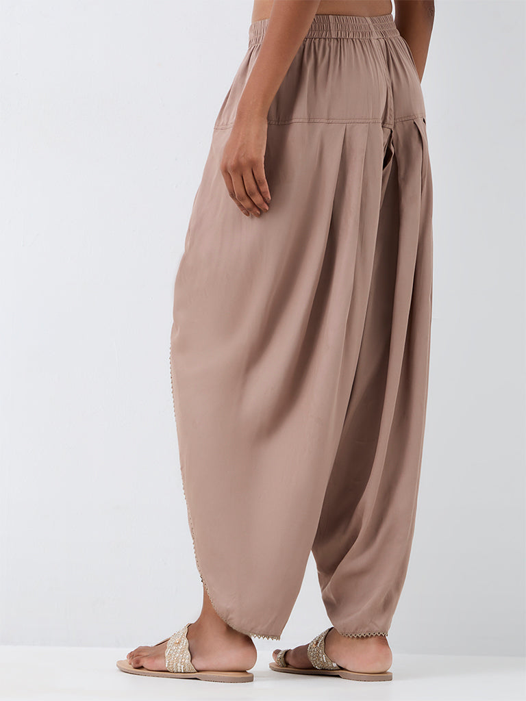 Zuba Taupe Solid Dhoti Pants