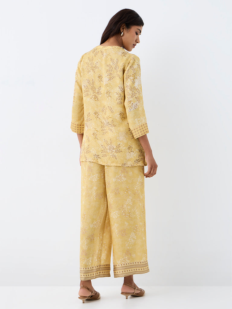 Zuba Yellow Foliage Printed Tunic