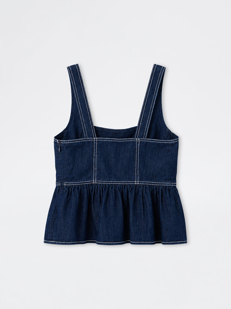 Denim Utility Peplum Top