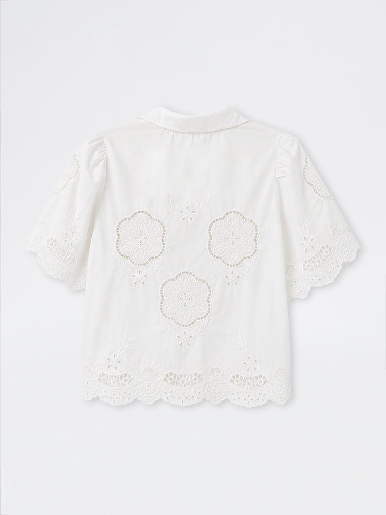 Broderie Anglaise Cotton Shirt