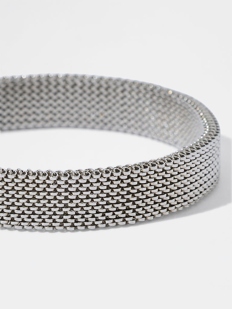 Unisex Silver Mesh Spring Bracelet