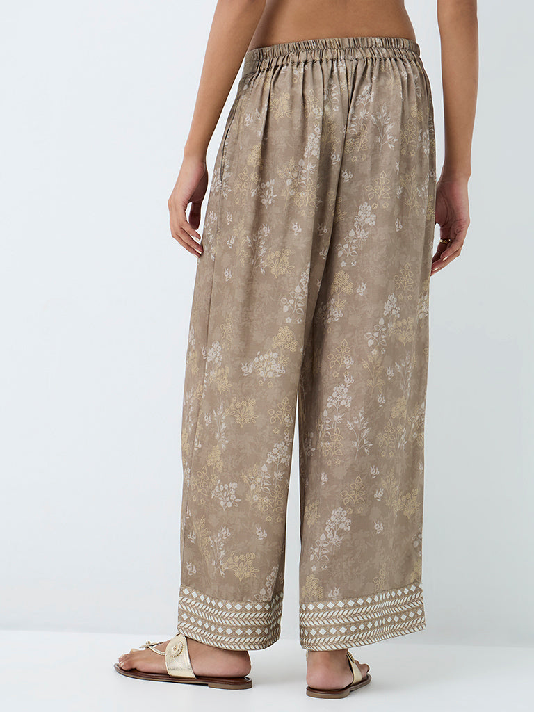 Zuba Grey Foliage Printed Tunic