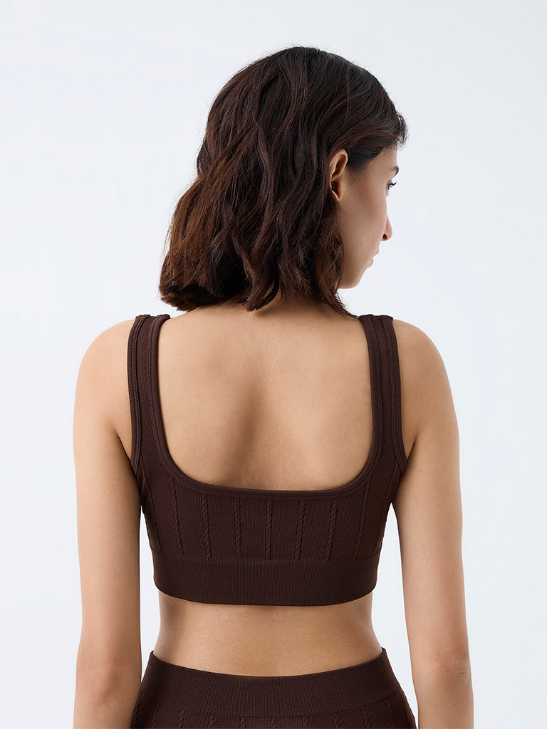 Superstar Dark Brown Cable-Knit Seamfree Padded Bra