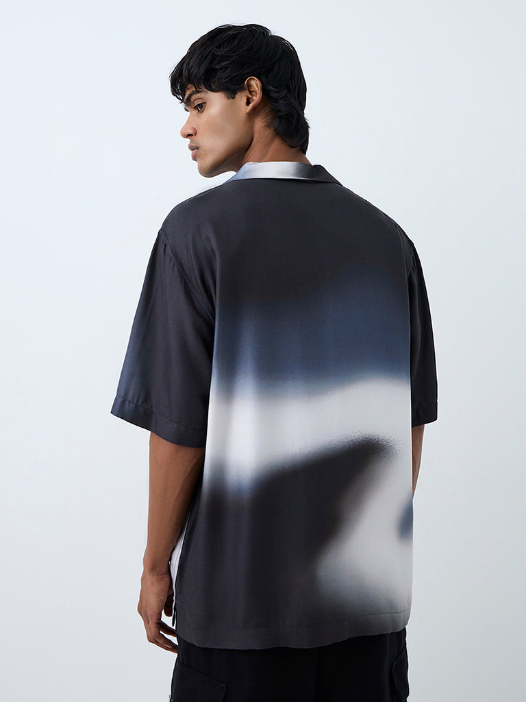 Nuon Black Abstract Printed Relaxed-Fit Shirt