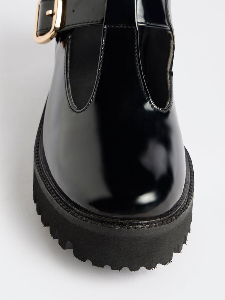 LUNA BLU Black T-Strap Chunky Shoes