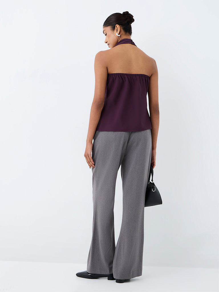 Wardrobe Dark Plum Halter-Neck Top