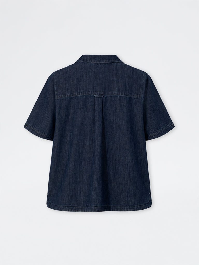 Gia Dark Blue Denim Blouse