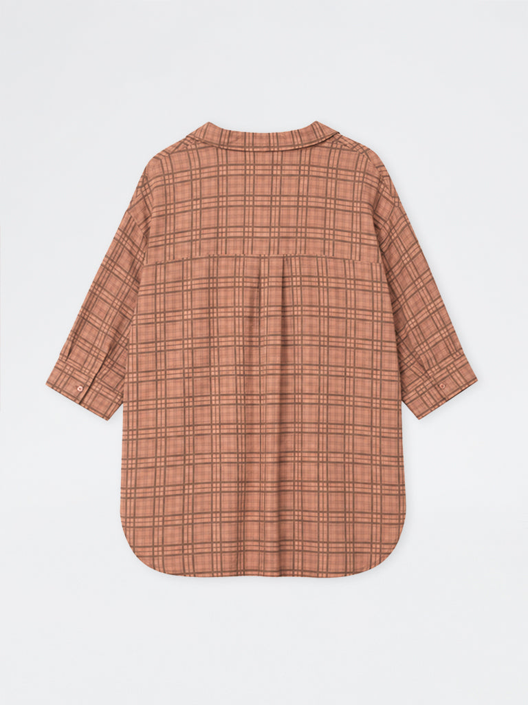 Gia Rust Checkered High-Low Shirt