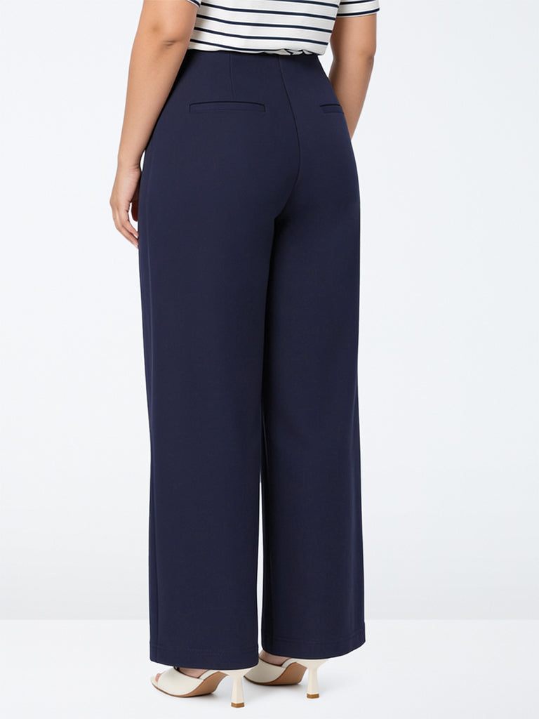 Gia Navy Piping-Detailed High-Rise Trousers