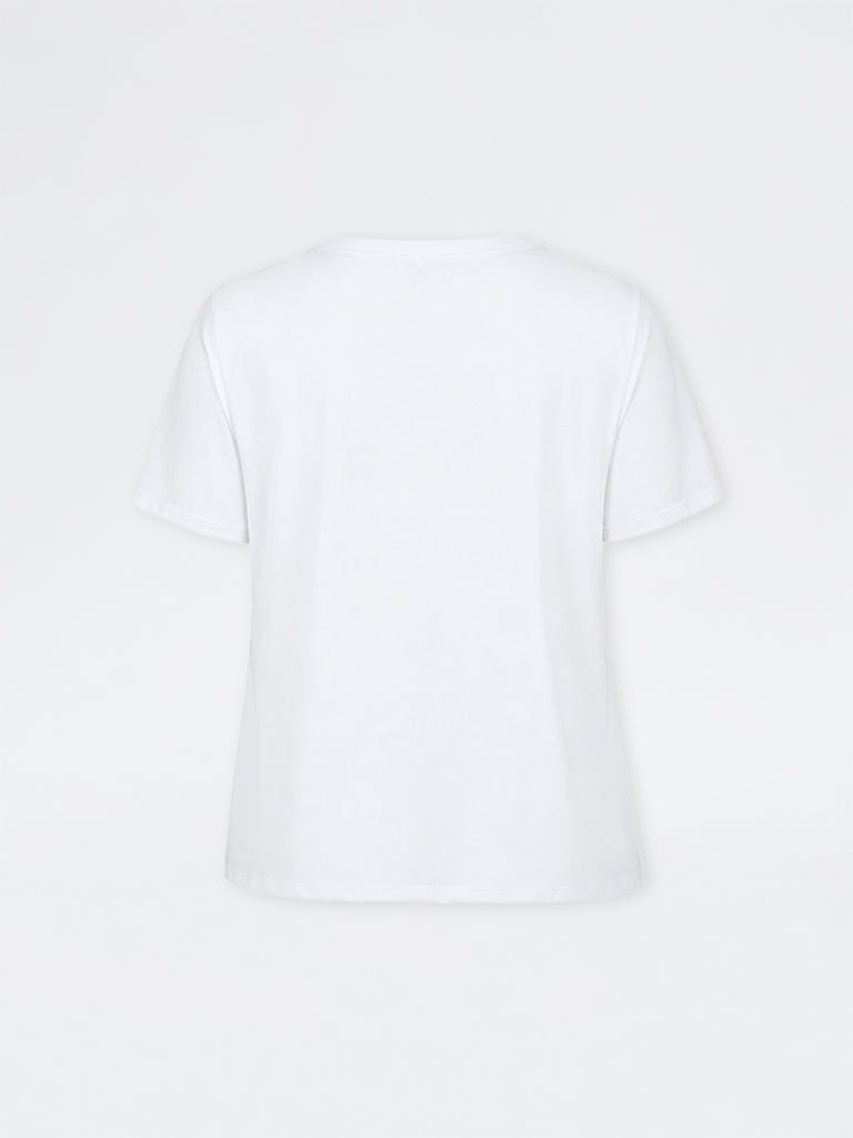 Gia White Text Design Cotton T-Shirt