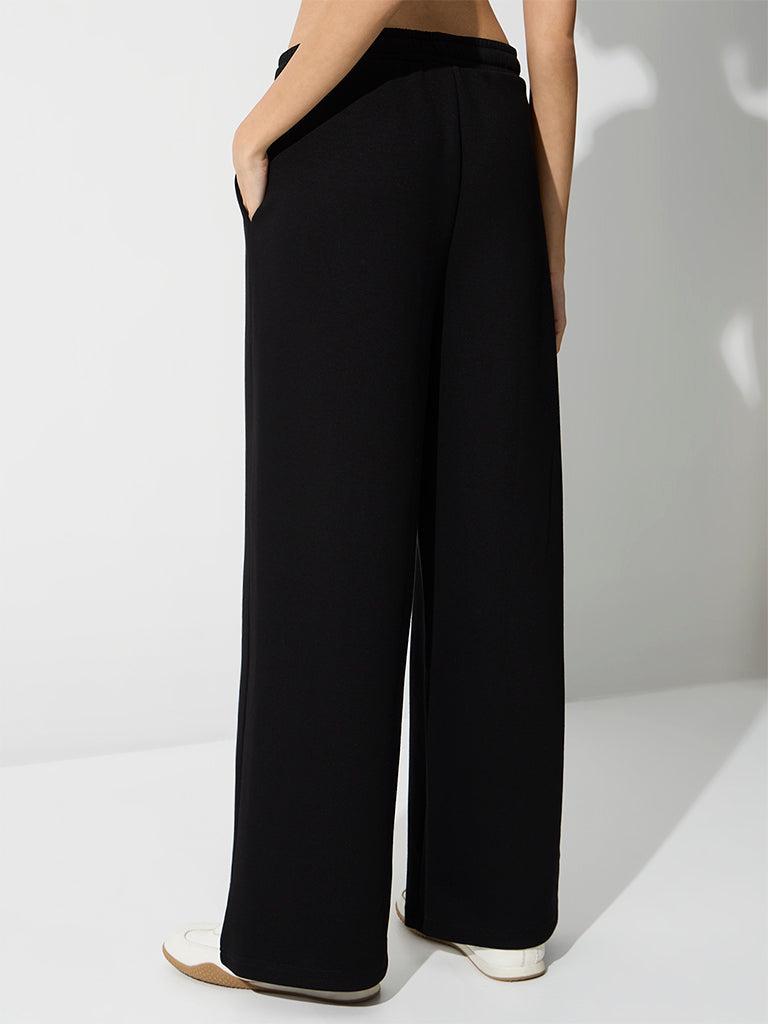 Nuoflexx Black Pipeline-Detail High-Rise Track Pants