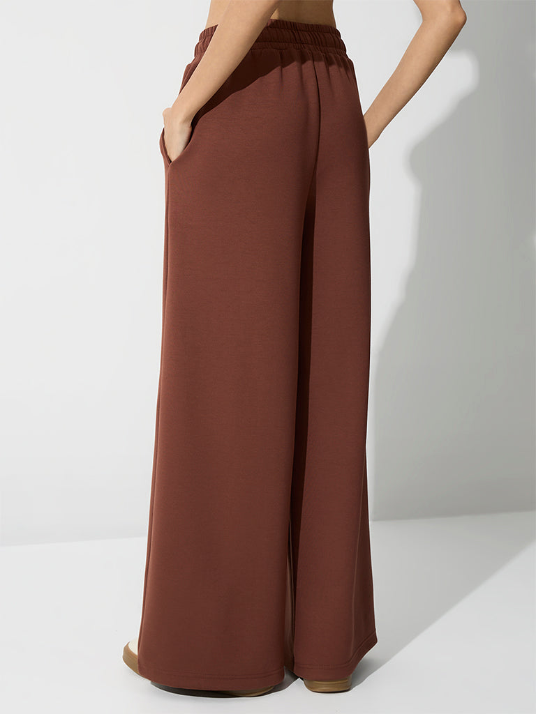 Nuoflexx Brown Pipeline-Detail High-Rise Track Pants
