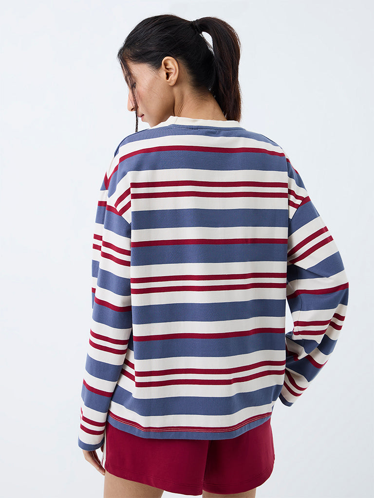Nuoflexx Multi-Coloured Striped Cotton-Blend T-Shirt