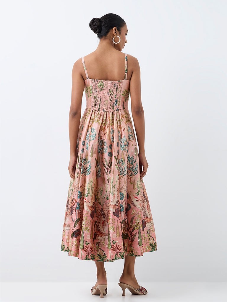 Vark Light Pink Botanical Pattern Tube Dress