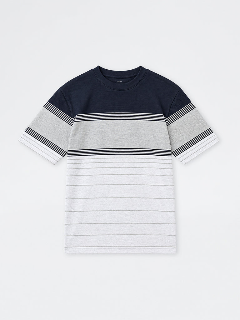 WES Lounge Multicolour Striped Relaxed-Fit Cotton-Blend T-Shirt