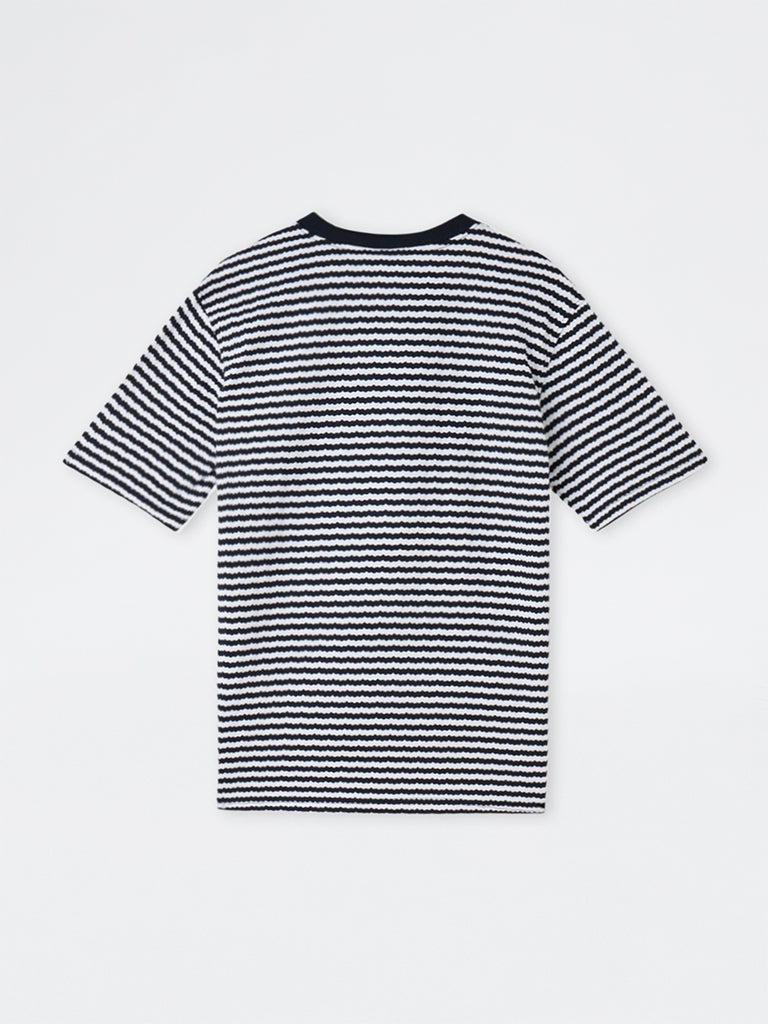 WES Lounge Navy Abstract Pattern Relaxed-Fit Cotton-Blend T-Shirt