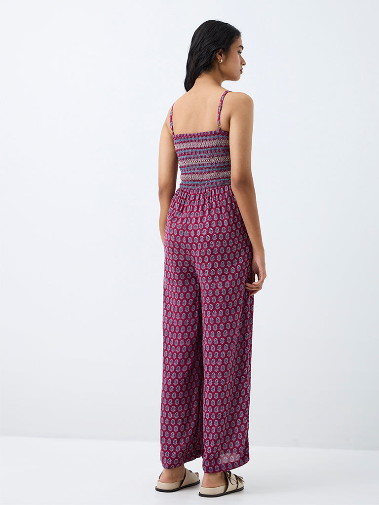 Bombay Paisley Wine Paisley Printed Jumpsuit