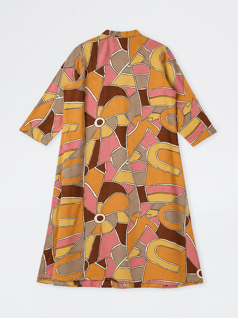 Diza Multicolour Abstract Printed A-Line Kurta