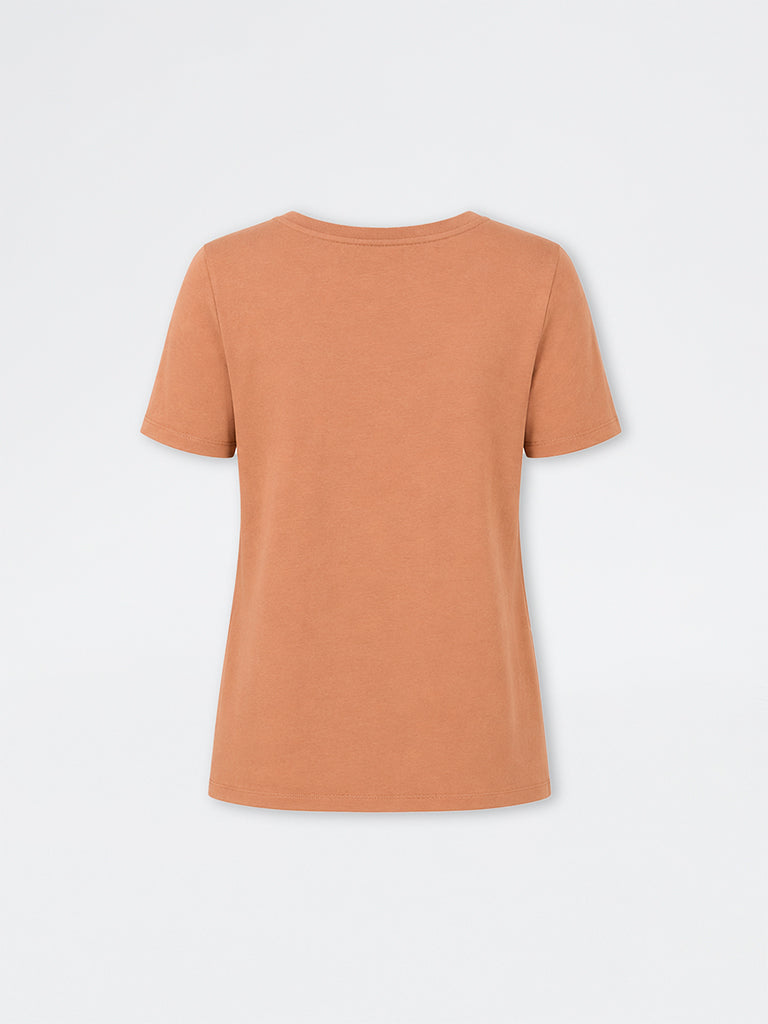 Gia Orange Floral Printed Cotton T-Shirt