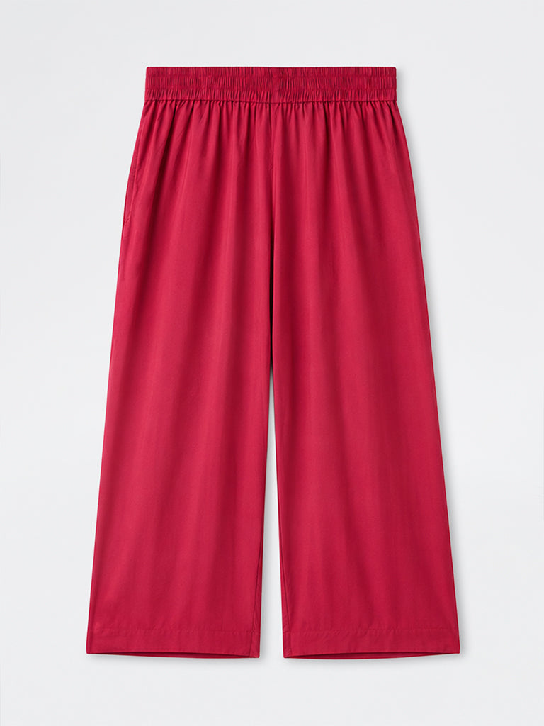 Diza Dark Pink Solid Pants