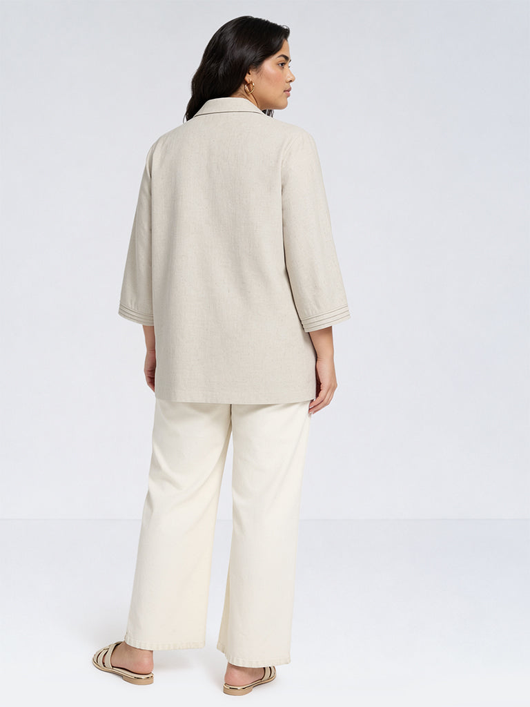 Gia Off-White Solid Blouse