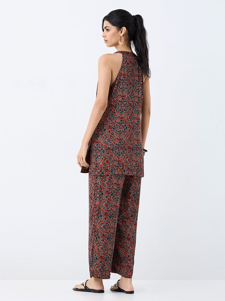 Utsa Red Floral Printed Tunic