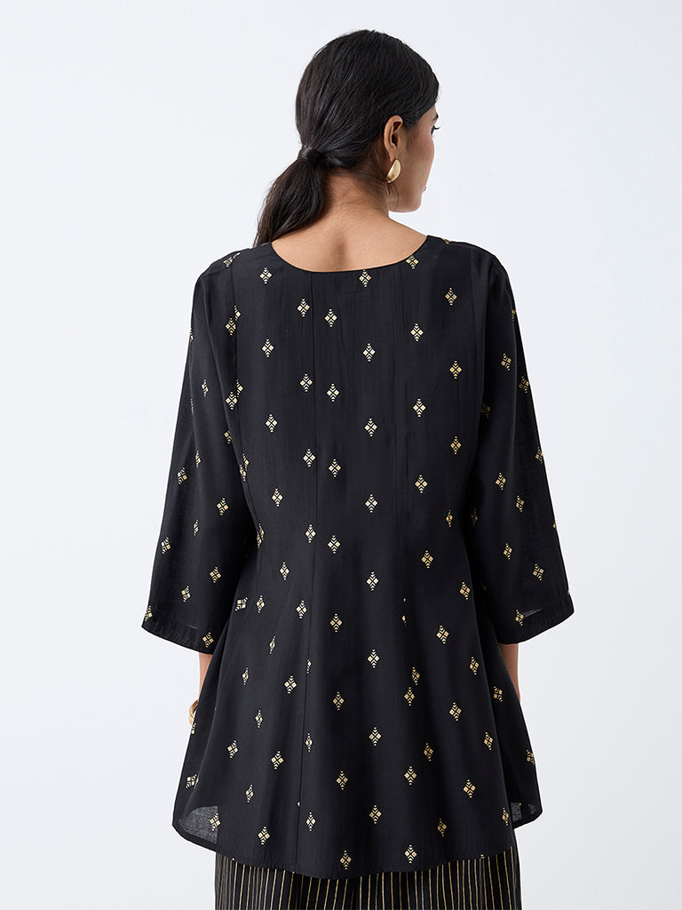 Utsa Black Printed Tunic