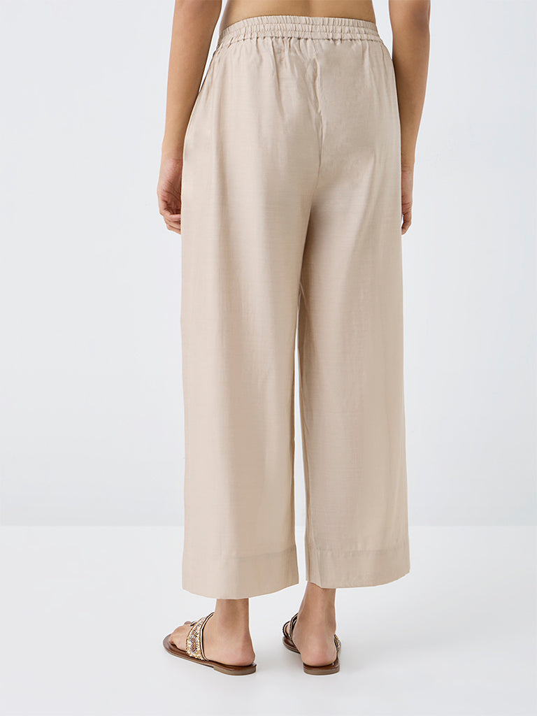 Utsa Taupe Solid Pants