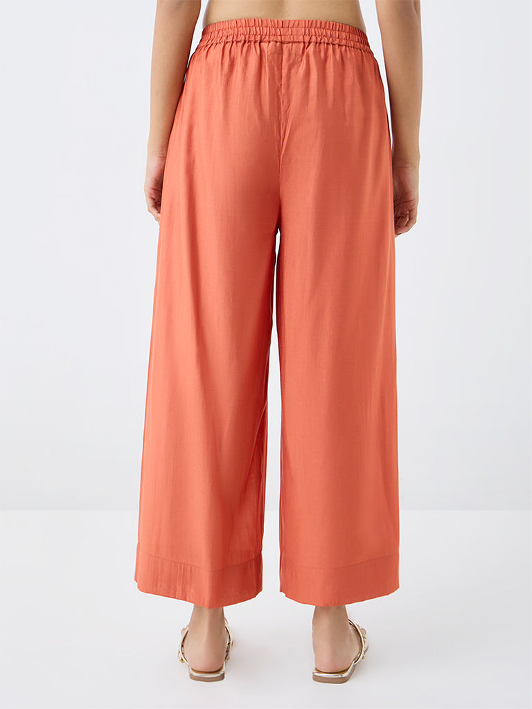 Utsa Orange Solid Pants