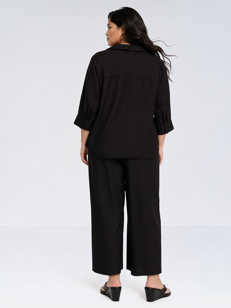 Gia Black Solid High-Rise Trousers