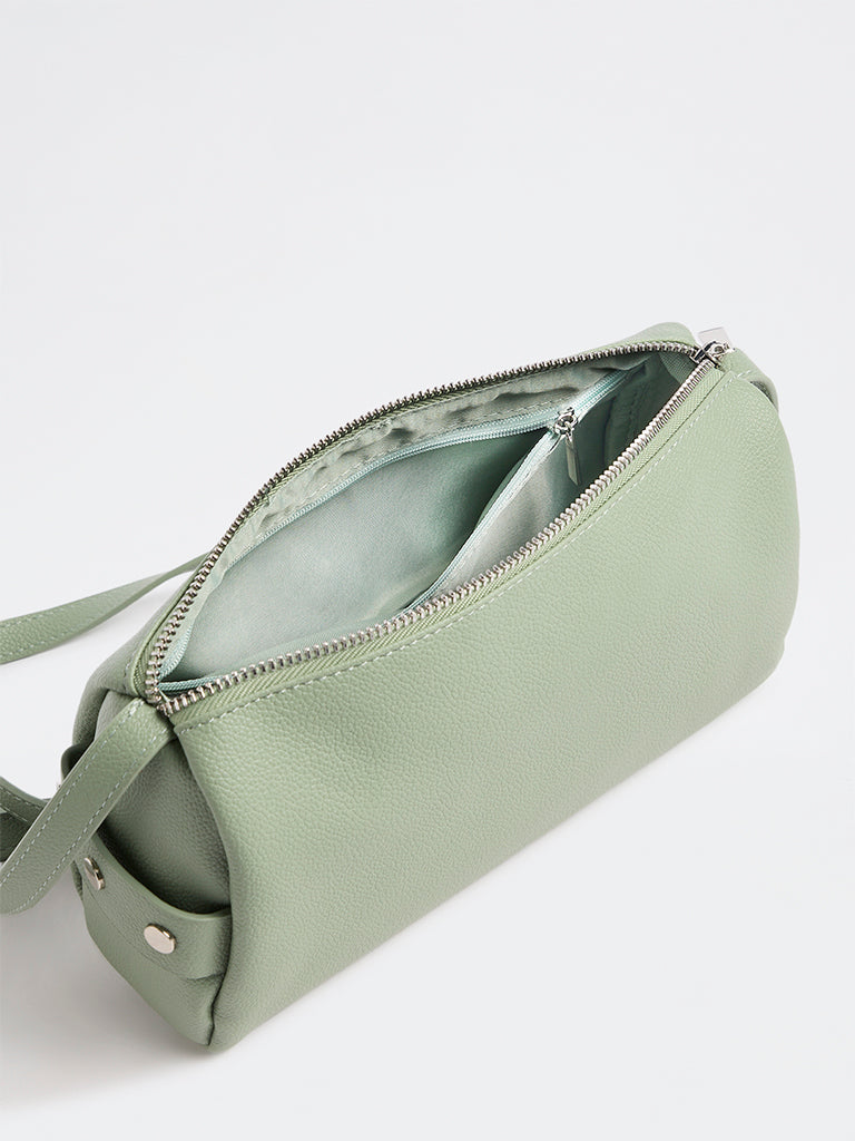 Westside Sage Green Textured Stud-Detail Sling Bag