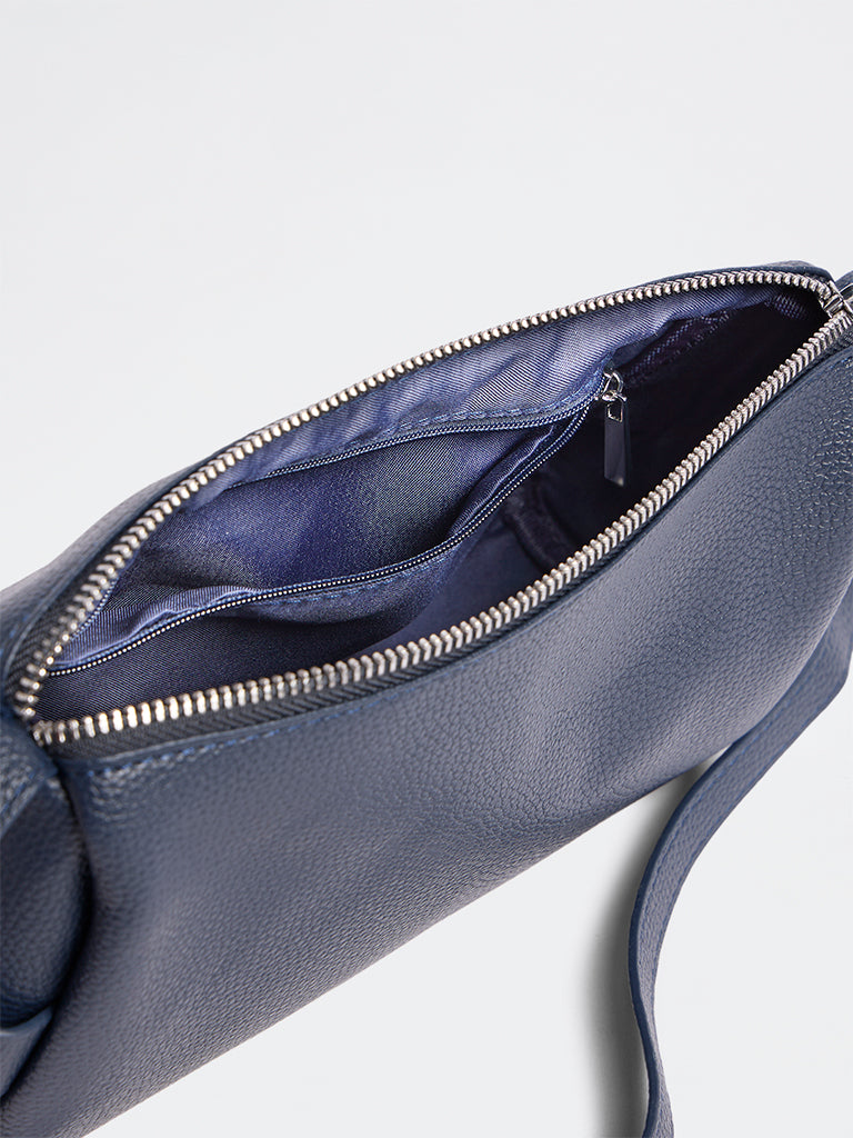 Westside Dusty Blue Textured Stud-Detail Sling Bag