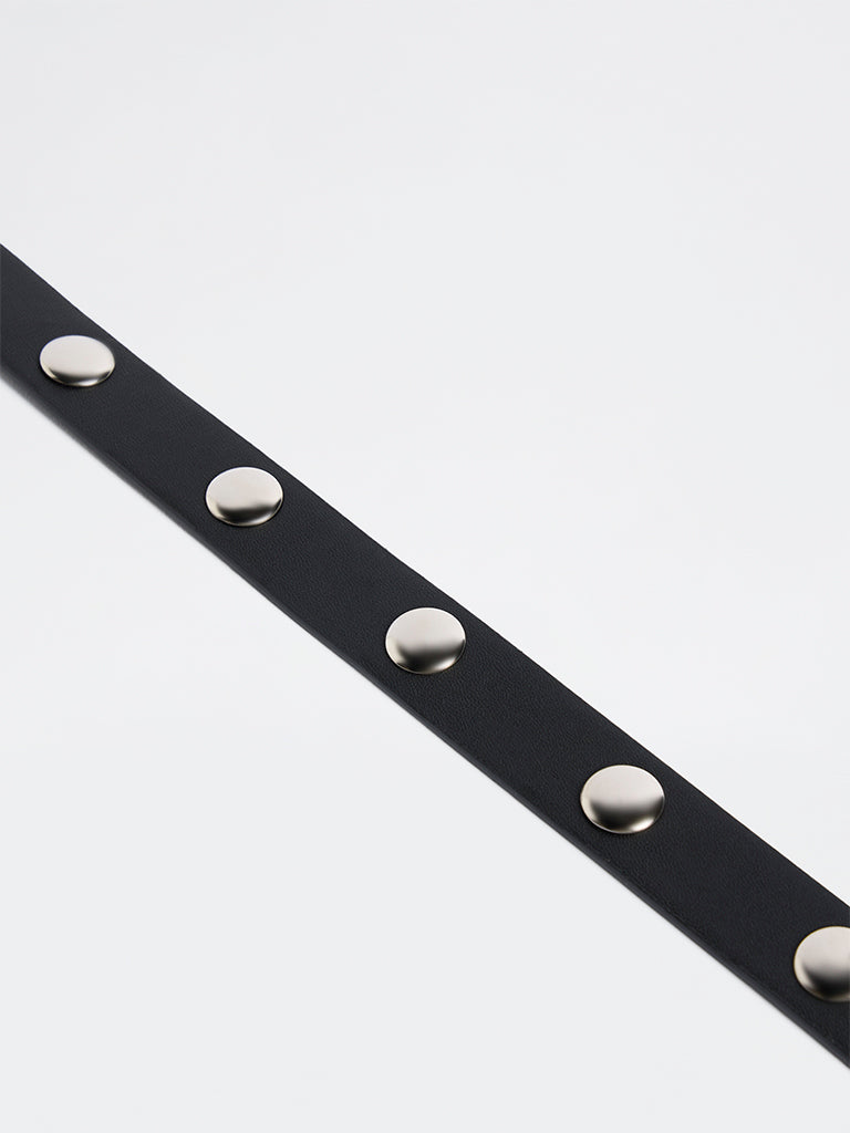 Westside Accessories Black Stud-Detail Buckle Belt